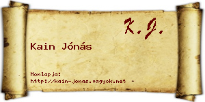 Kain Jónás névjegykártya